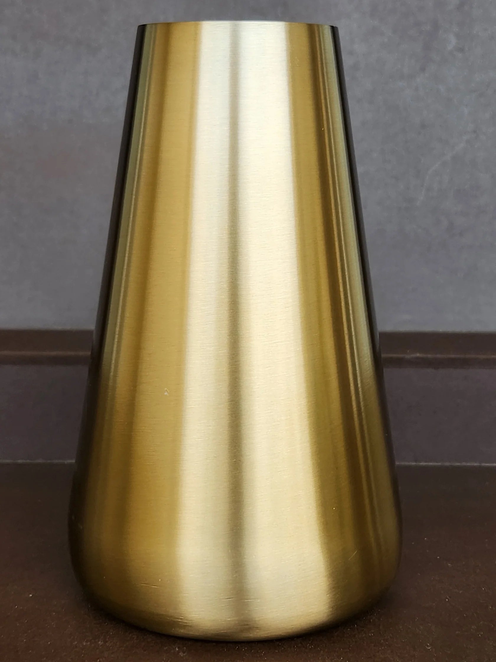 Golden Metal Cone Vase for Modern Home Decor