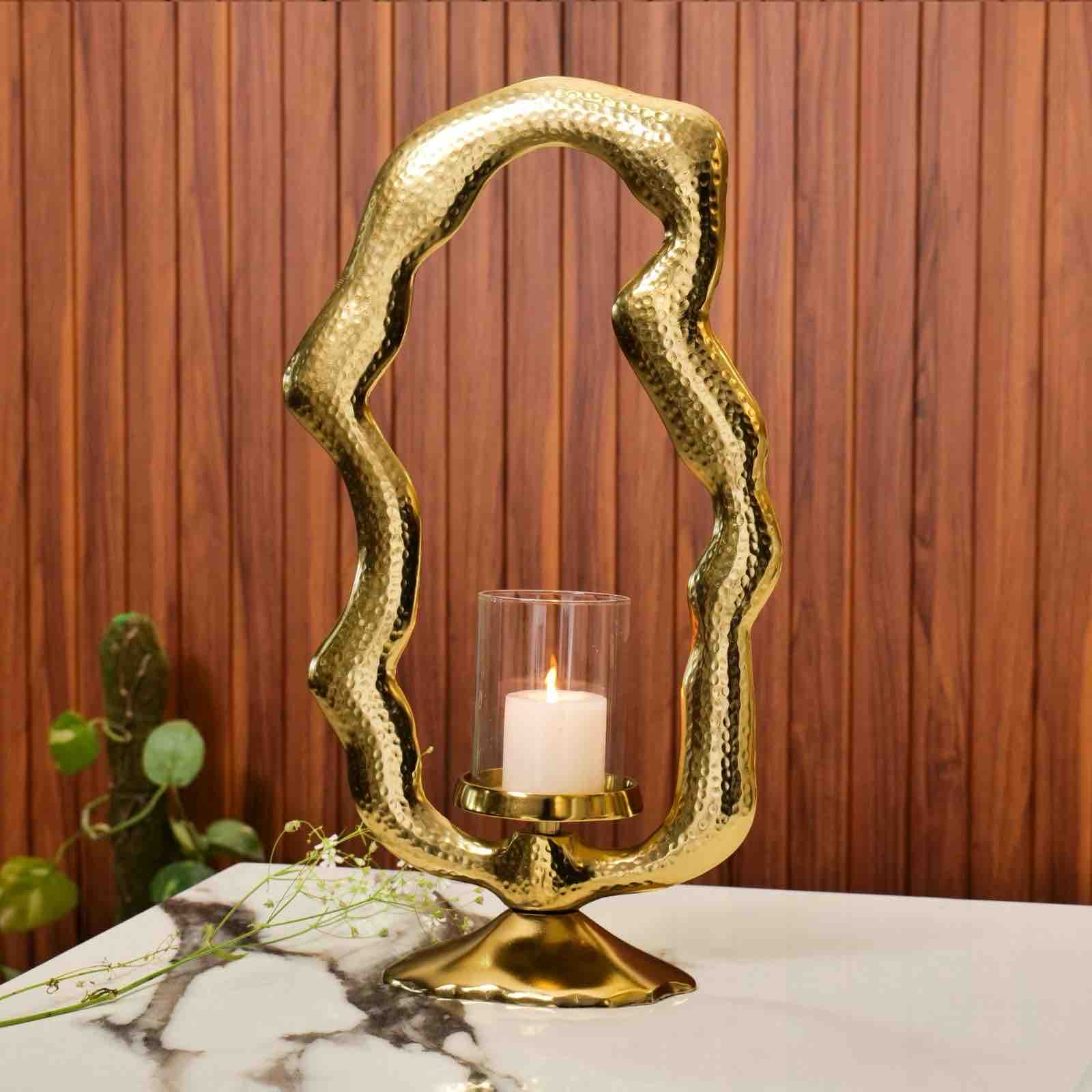 Modern Metal Candle Holder with Abstract Shape