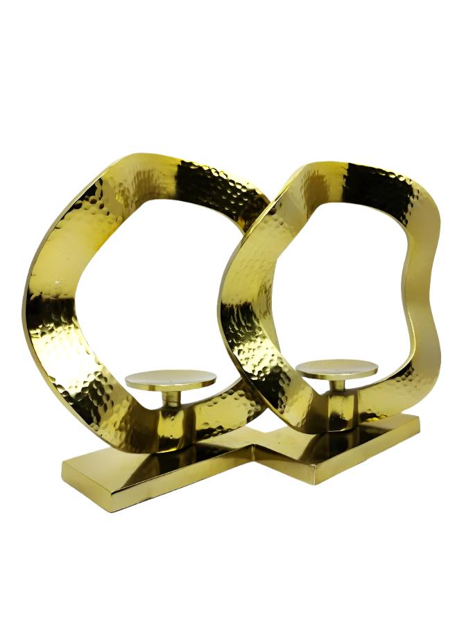 Round Gold Metal Candle Holders