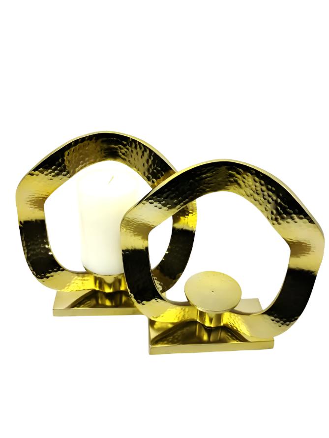Round Gold Metal Candle Holders