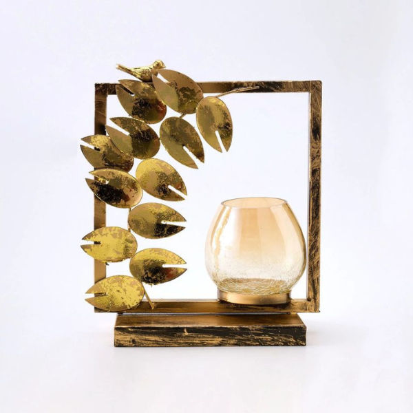 Leaf Design Candle Holder with Smoke-Free Candle
