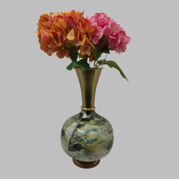 Gold and Marble-Inspired Decorative Table Vase