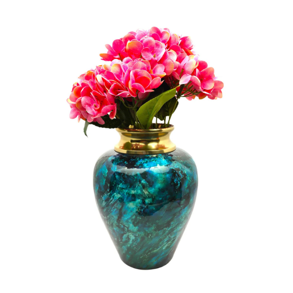 Blue and Gold Marble-Finish Decorative Vase