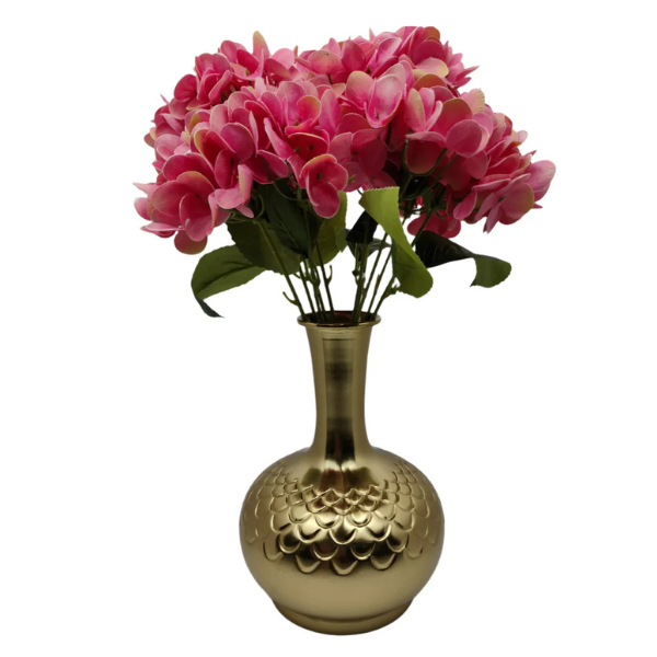 Gold Metal Vase with Embossed Scallop Design