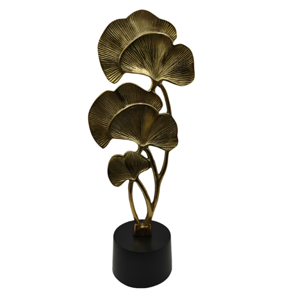 Golden Ginkgo Leaf Ornament - Metal Art Decor