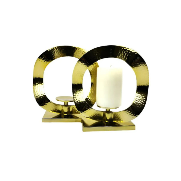 Round Gold Metal Candle Holders