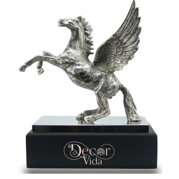 Silver Pegasus Sculpture - Winged Horse Statue