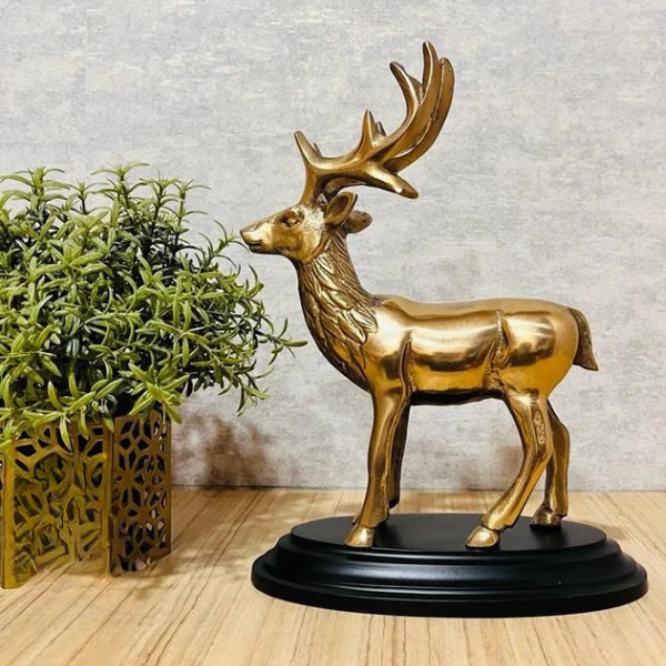 Golden Metal Deer Sculpture