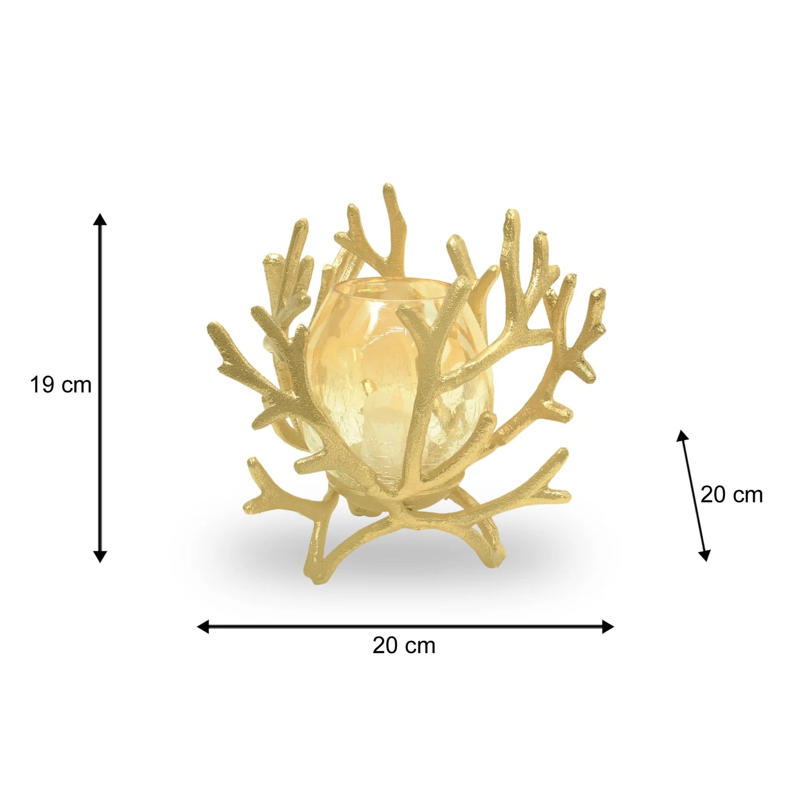 Antique Golden Metal Candle Stand with Glass Pot