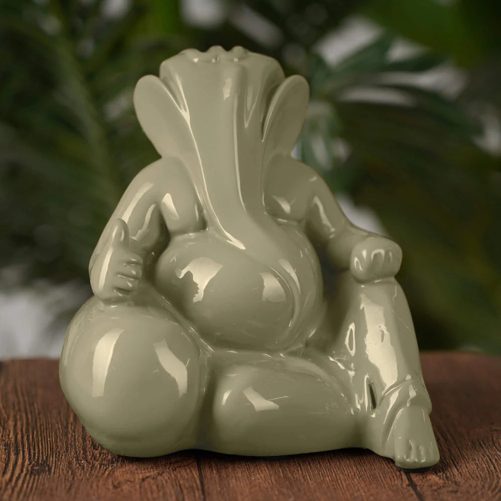 Olive Green Decorative Ganesha Idol Sculpture