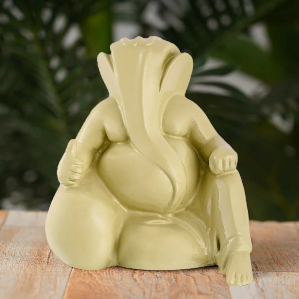 Lime Green Resin Ganesha Idol