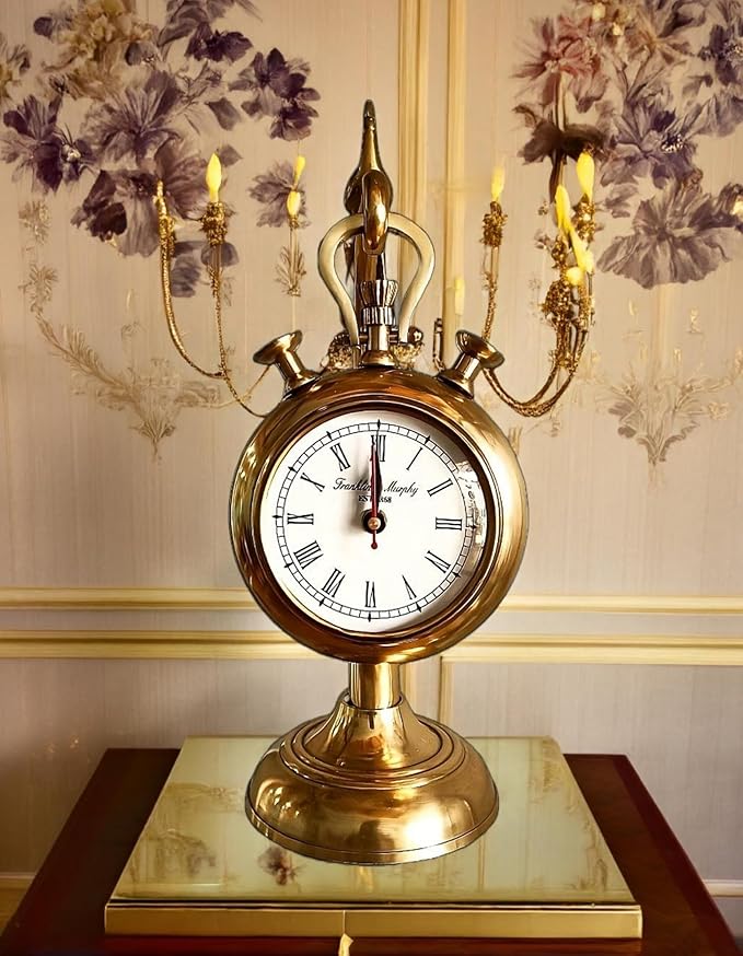 Stylish Golden Peacock Table Clock for Home Décor