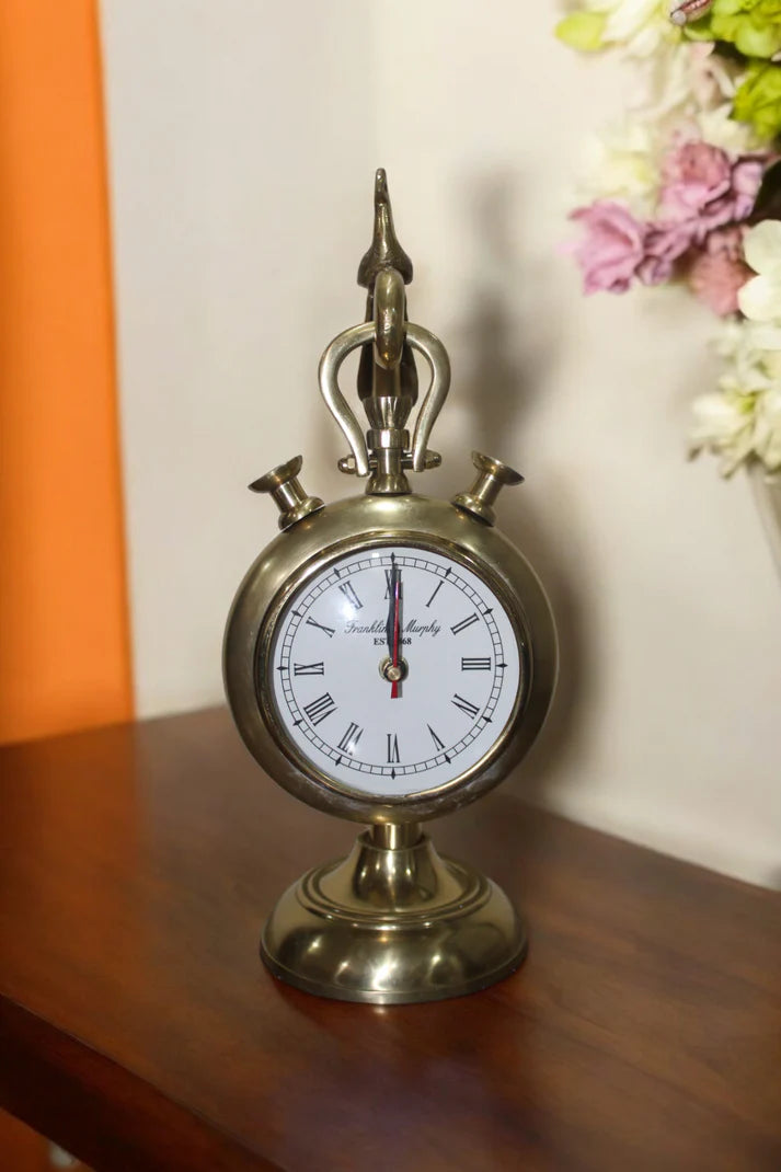 Stylish Golden Peacock Table Clock for Home Décor