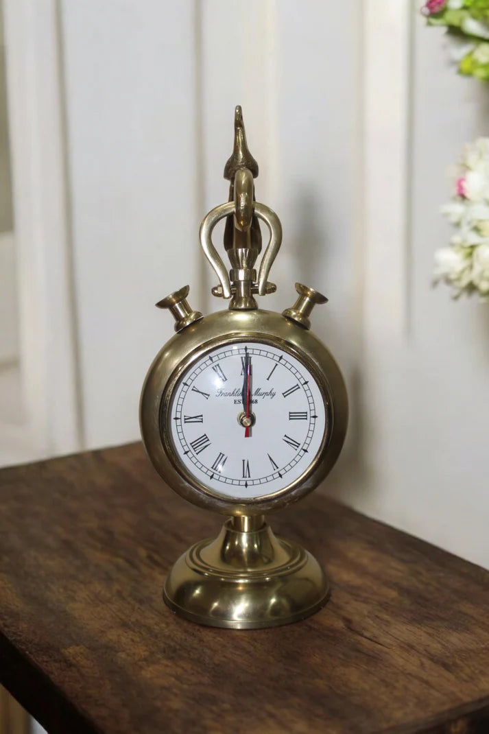 Stylish Golden Peacock Table Clock for Home Décor