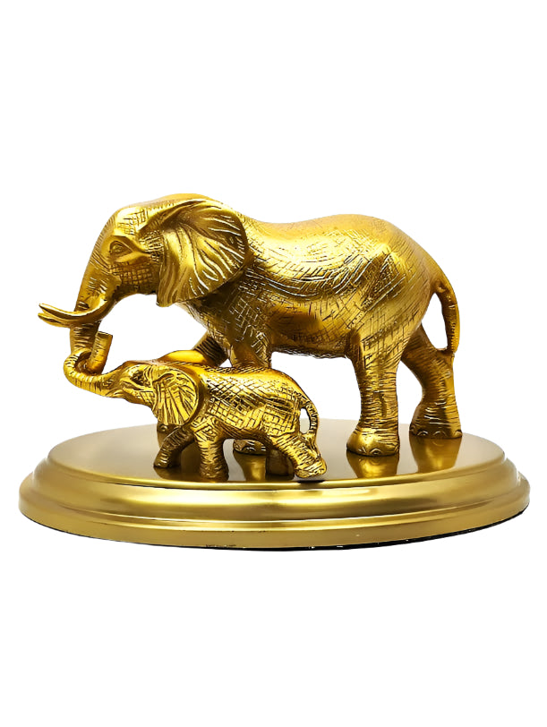 Gold Elephant Figurine with Calf