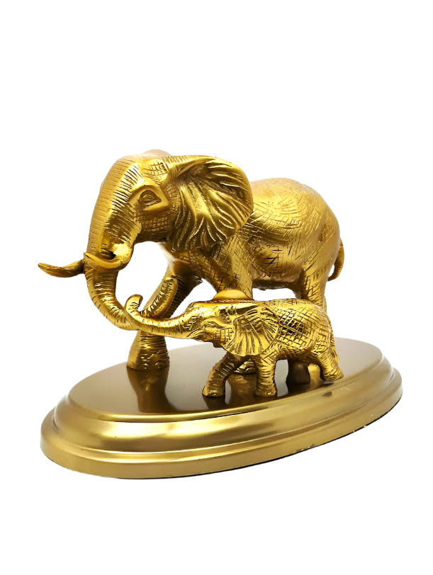 Gold Elephant Figurine with Calf