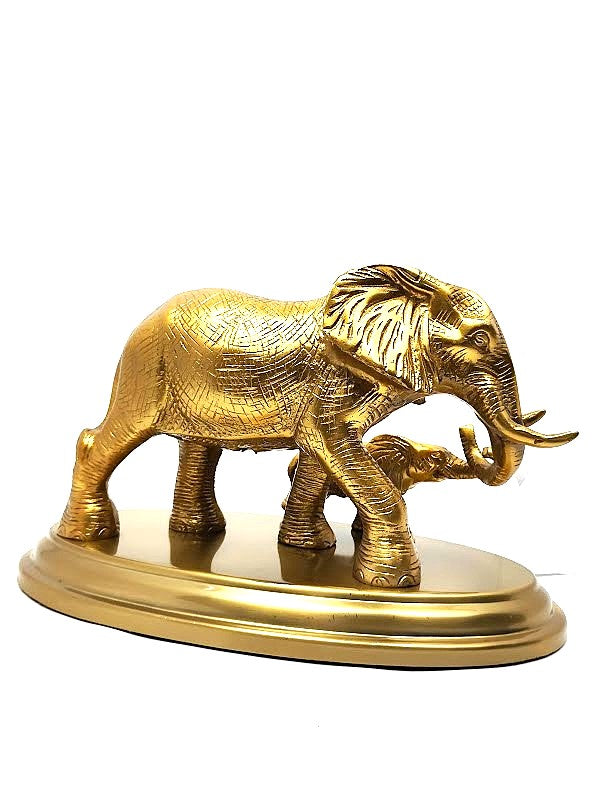 Gold Elephant Figurine with Calf