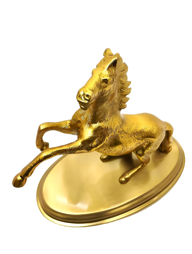 Golden Rearing Horse Brass Figurine