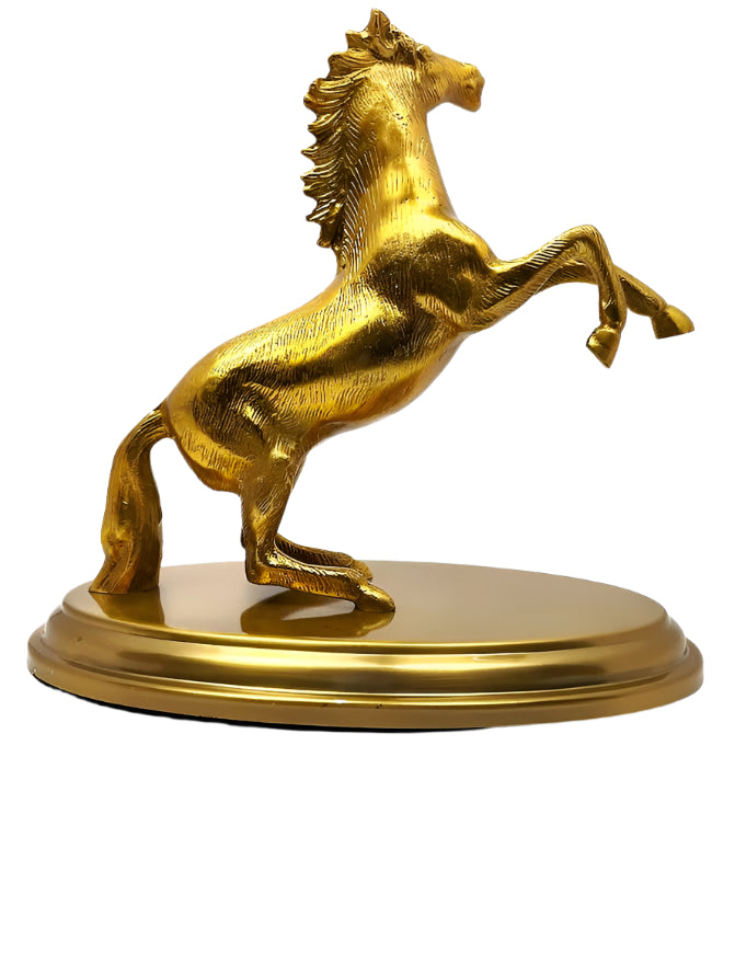 Golden Rearing Horse Brass Figurine