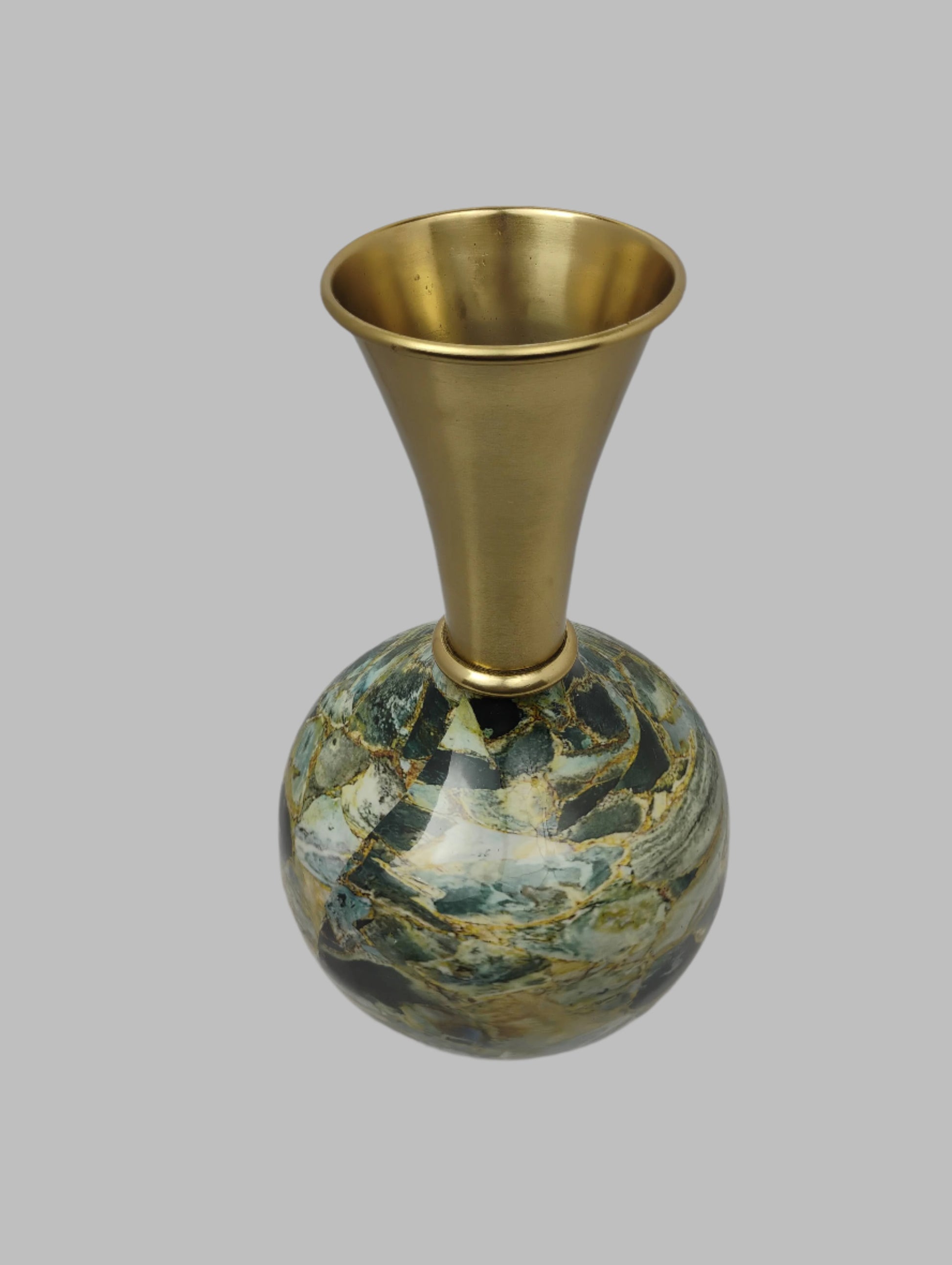 Gold and Marble-Inspired Decorative Table Vase