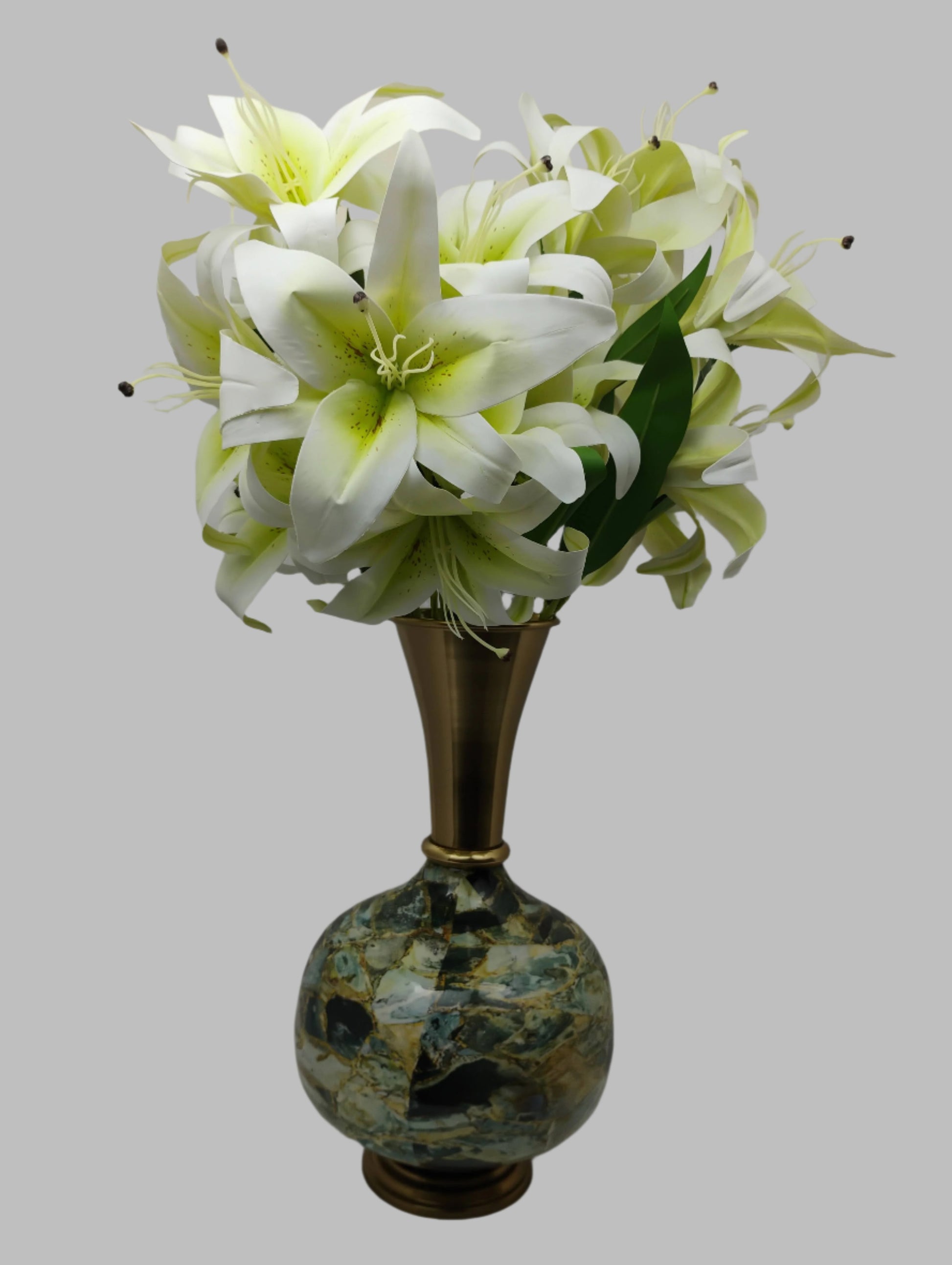 Gold and Marble-Inspired Decorative Table Vase