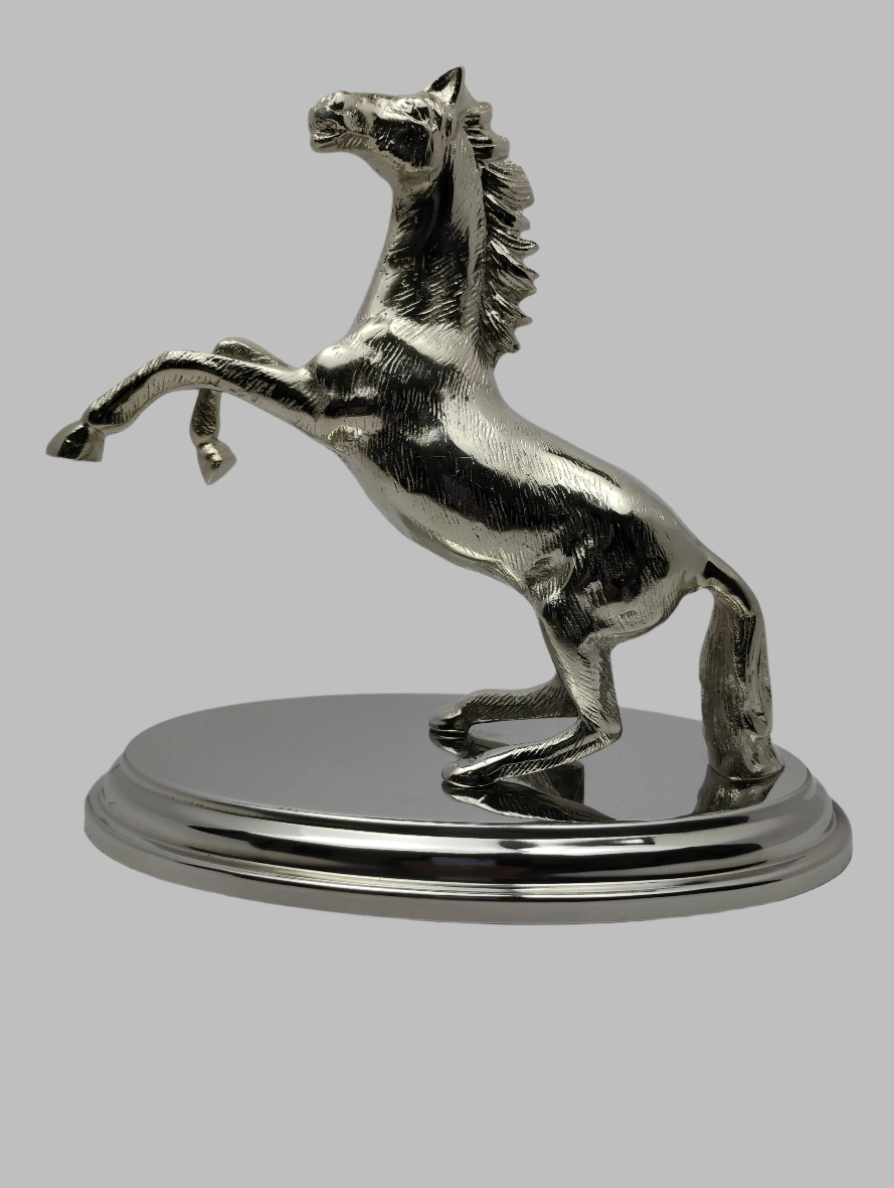 Silver Victory Horse Sculpture