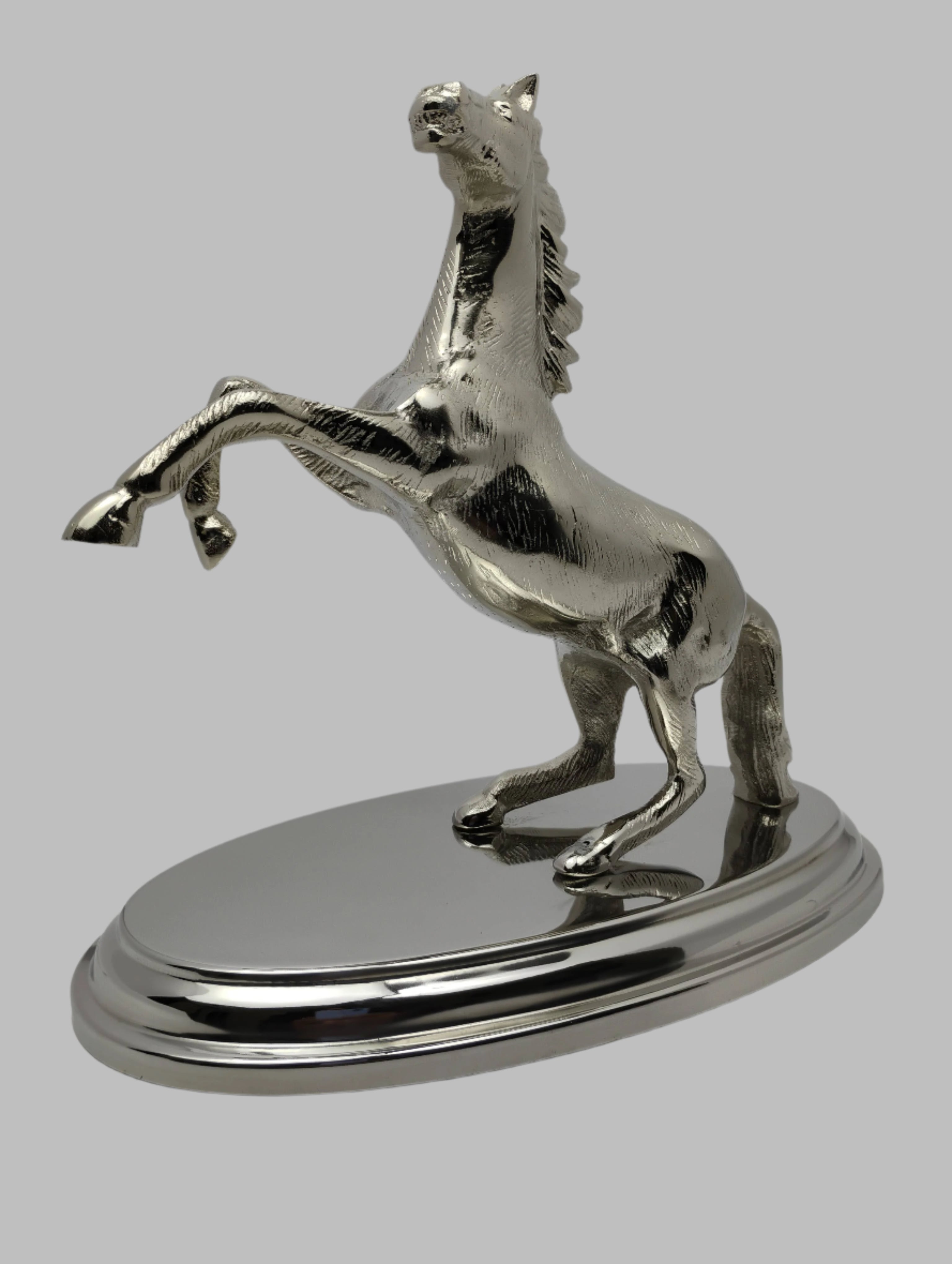 Silver Victory Horse Sculpture