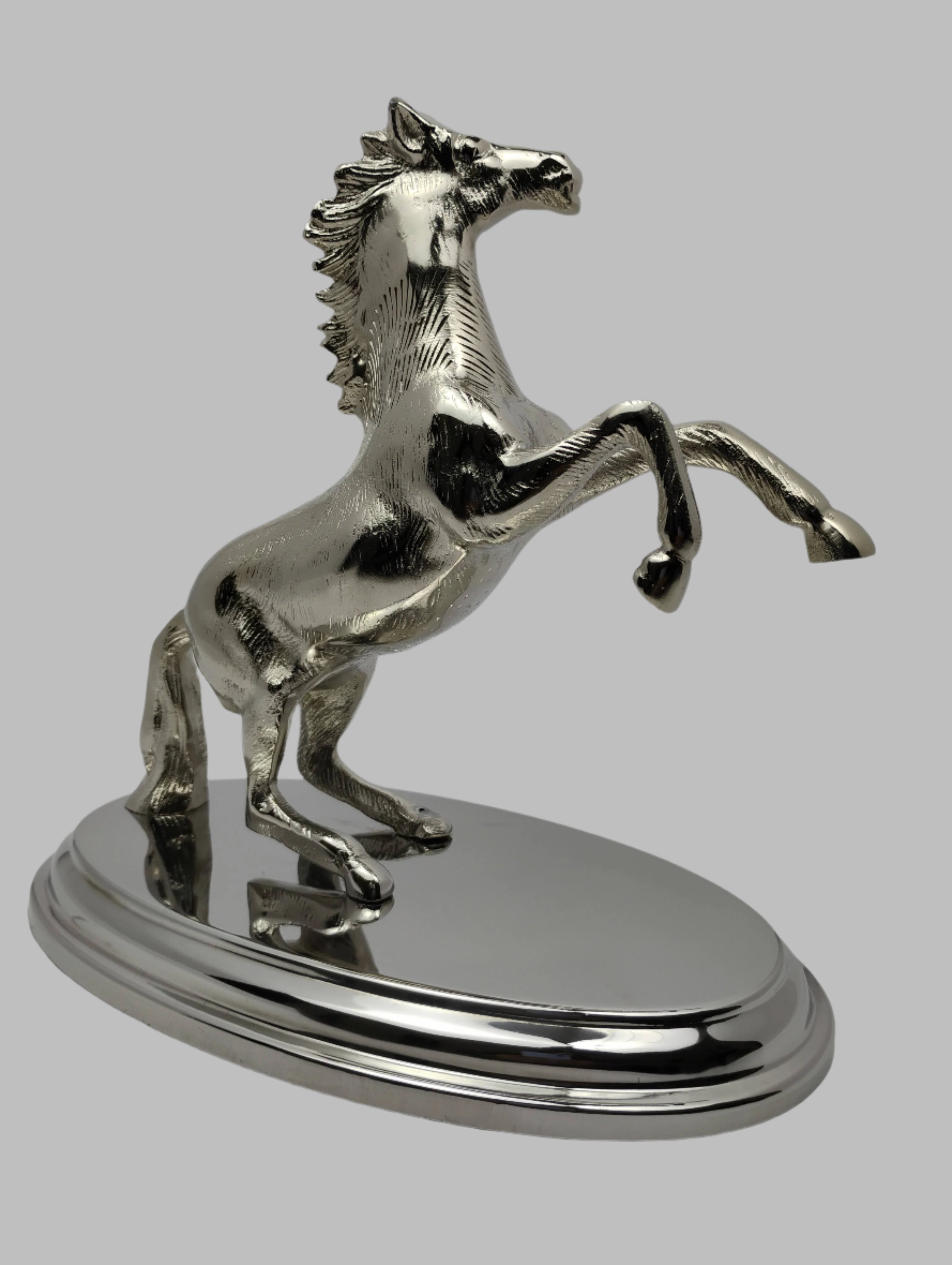 Silver Victory Horse Sculpture