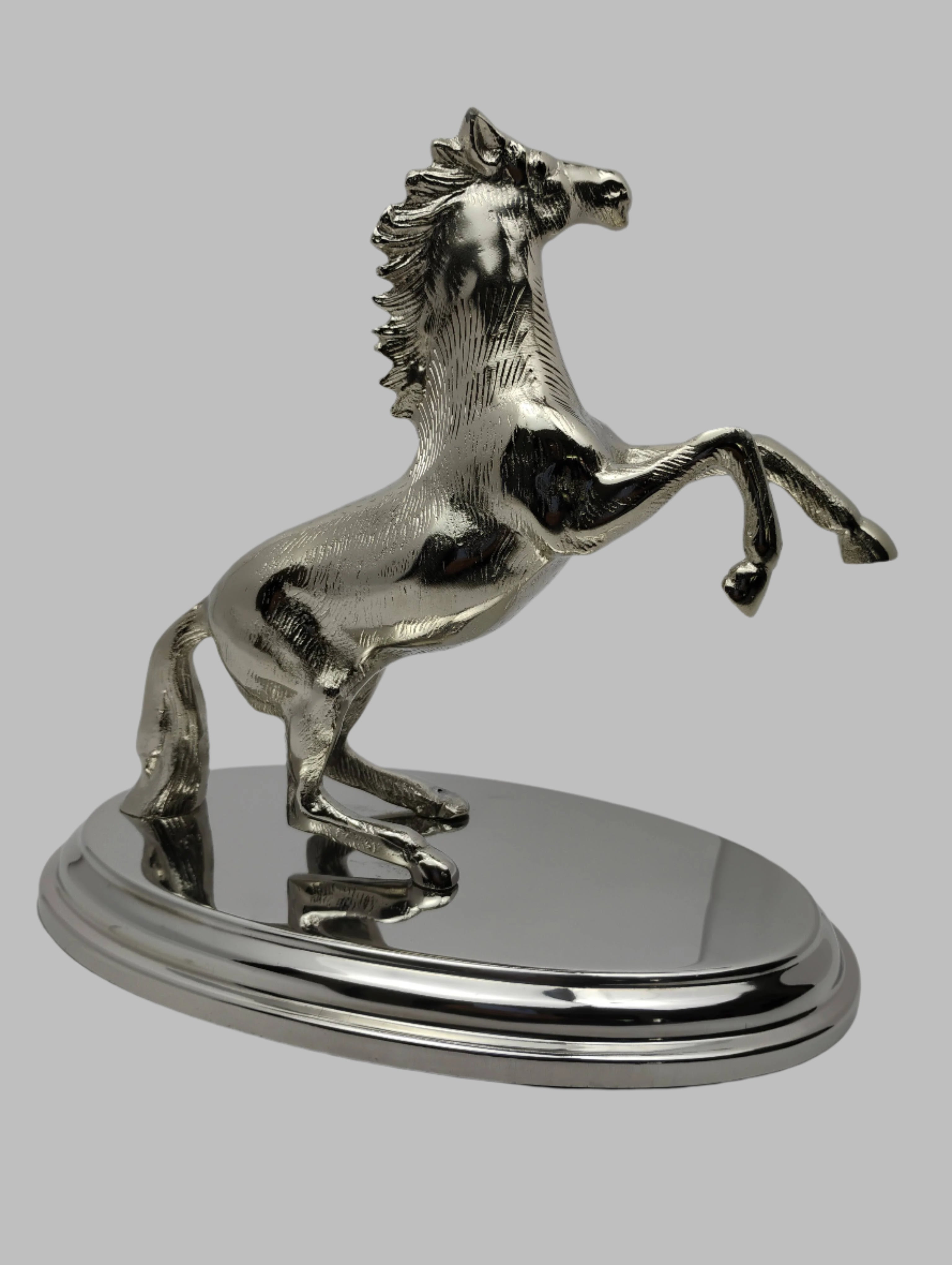 Silver Victory Horse Sculpture