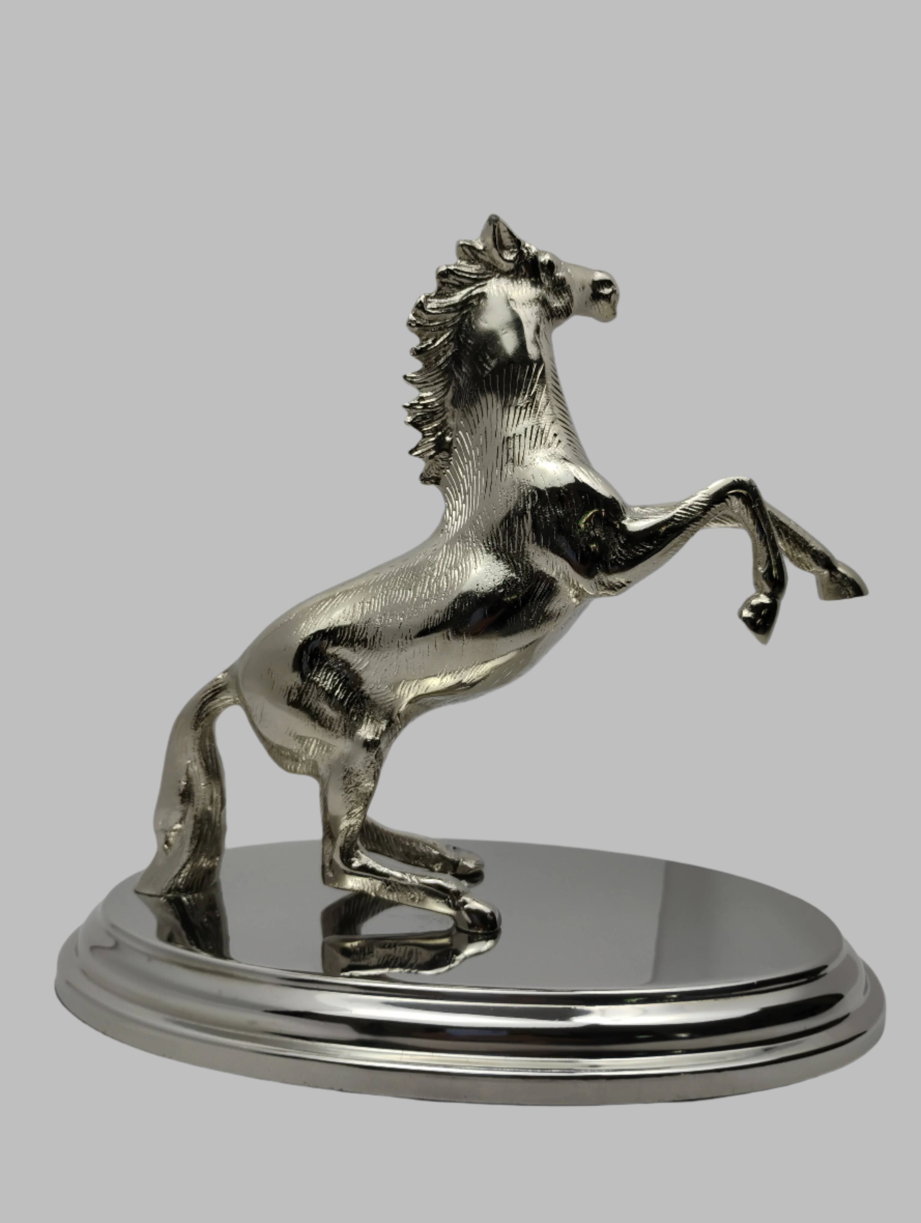 Silver Victory Horse Sculpture