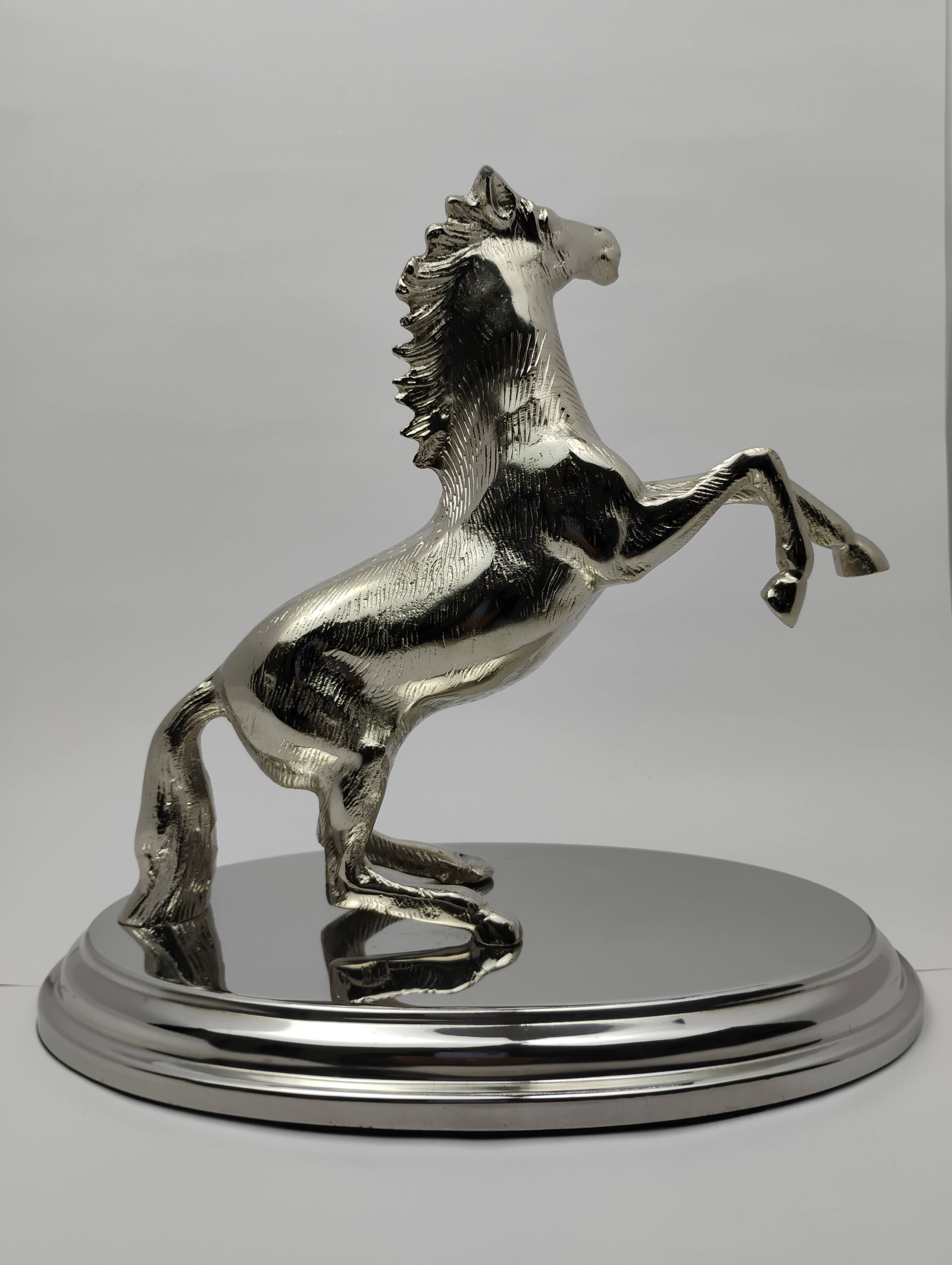 Silver Victory Horse Sculpture