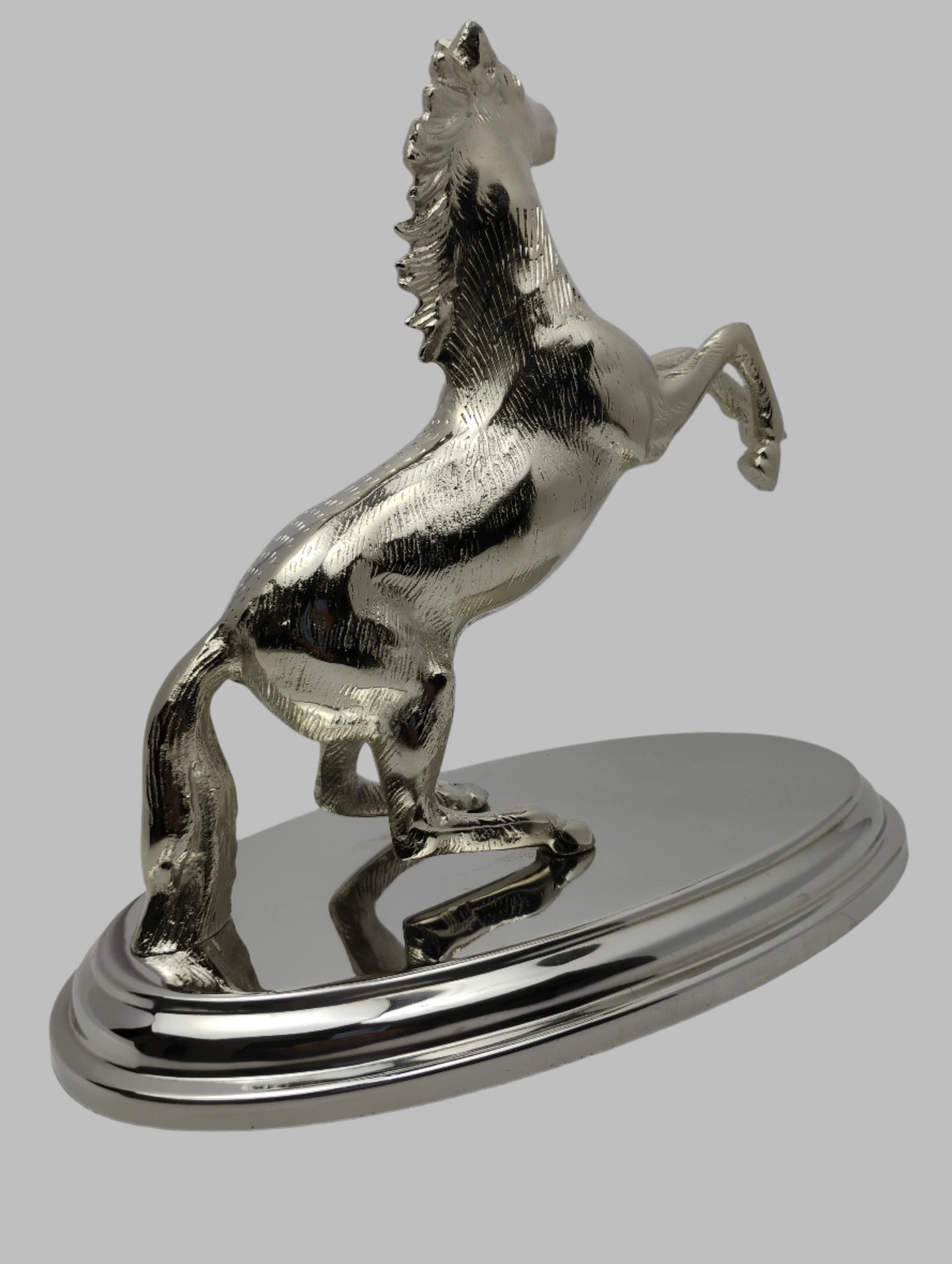 Silver Victory Horse Sculpture