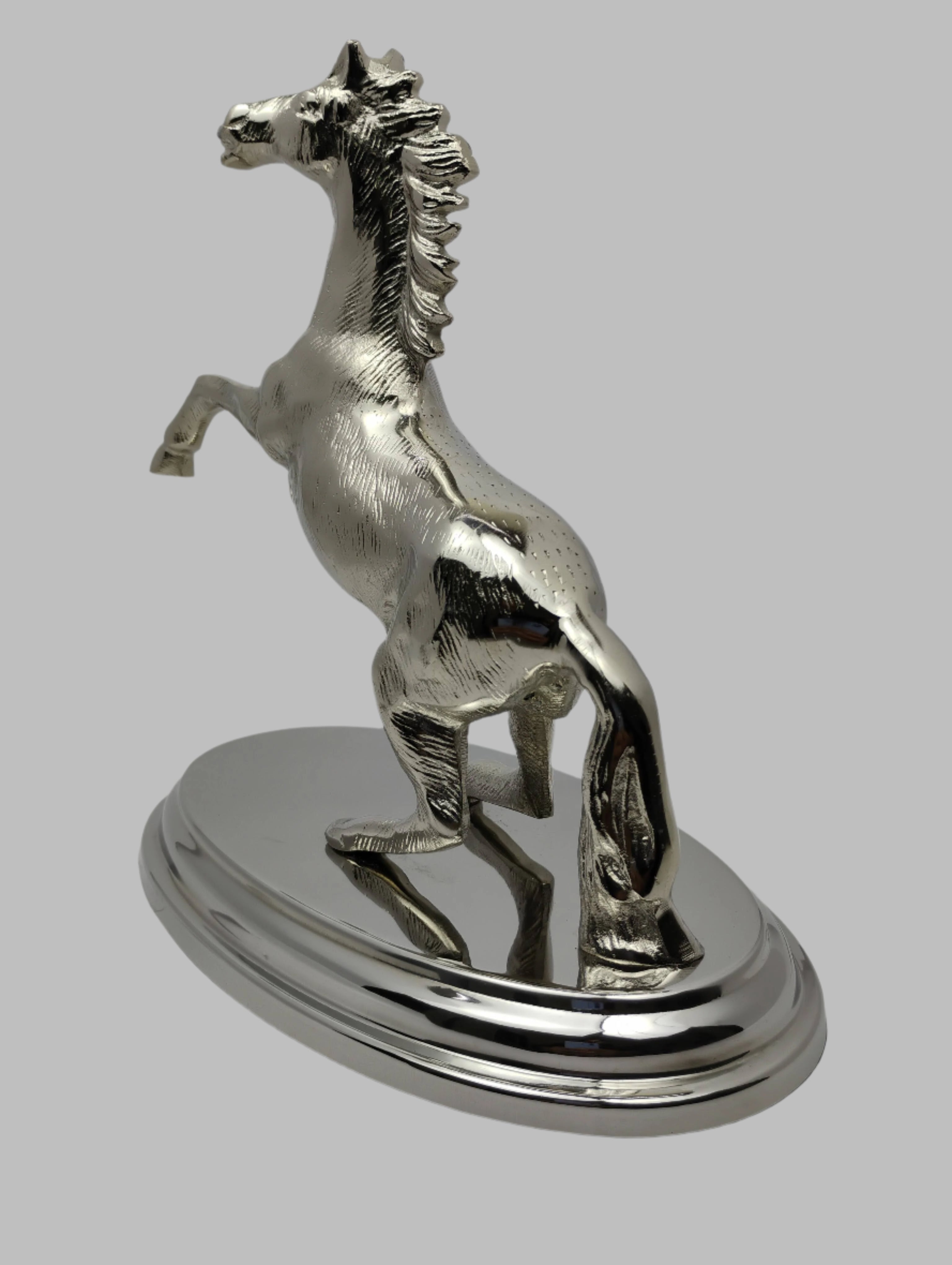 Silver Victory Horse Sculpture