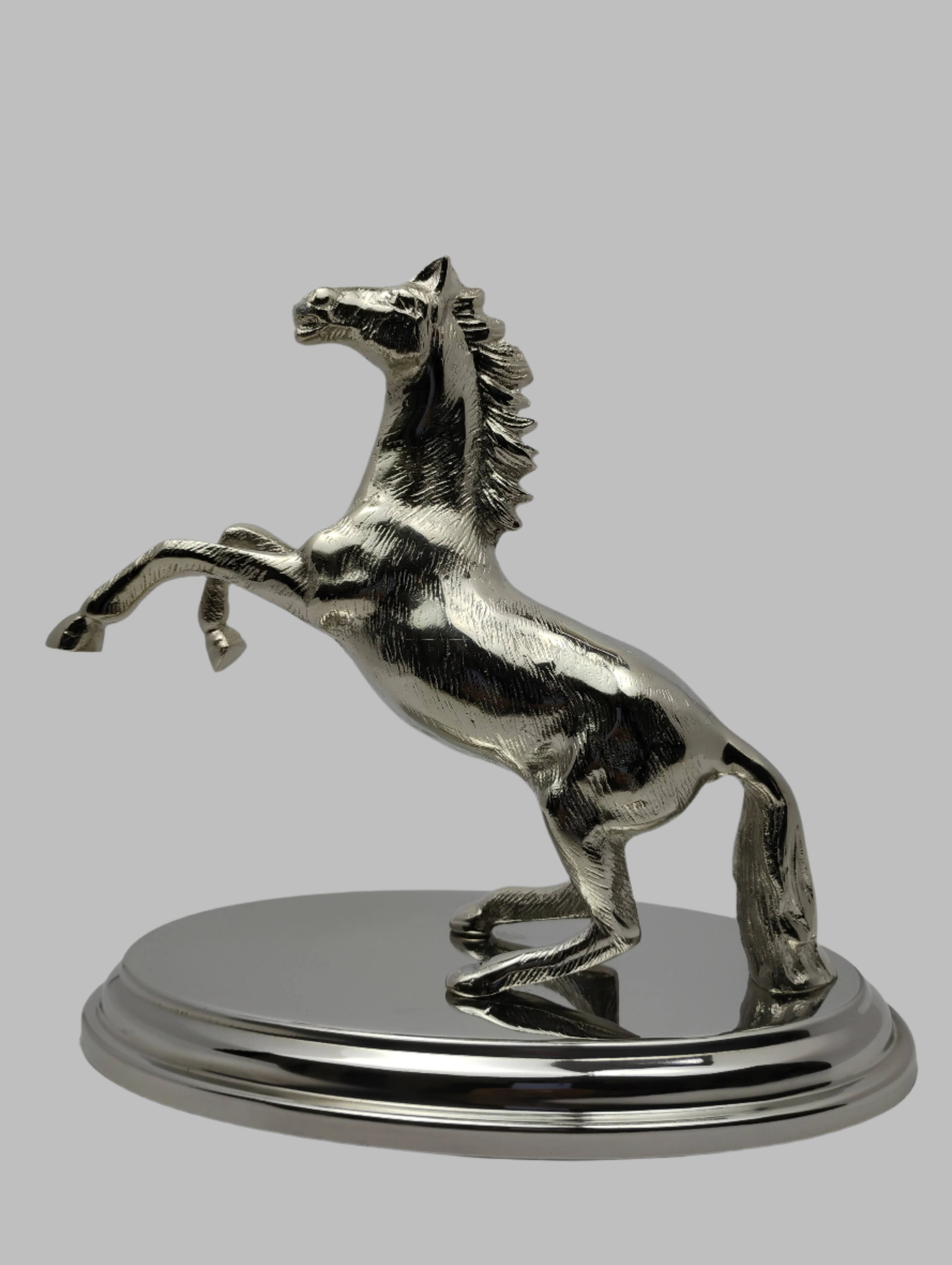 Silver Victory Horse Sculpture