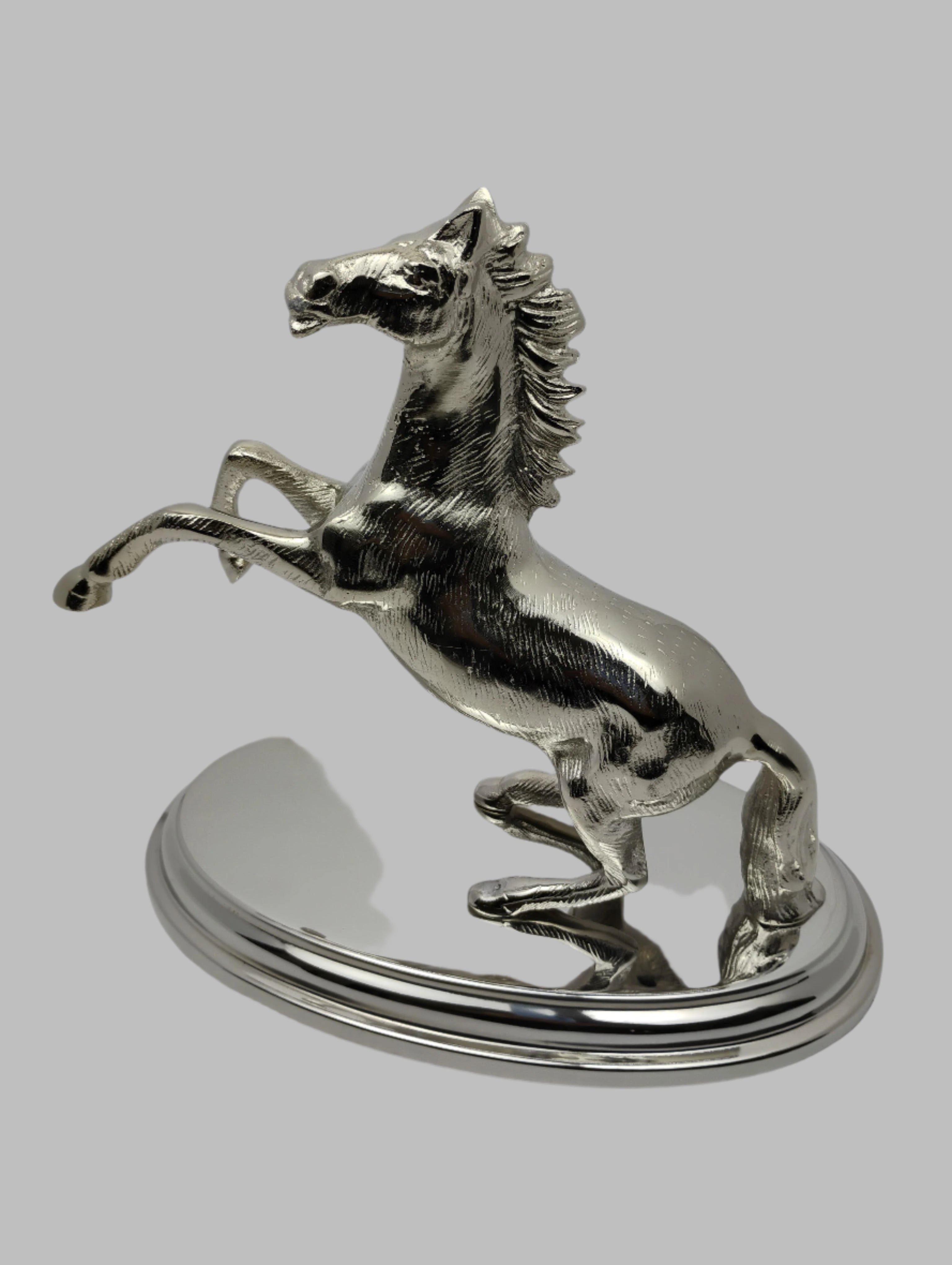 Silver Victory Horse Sculpture