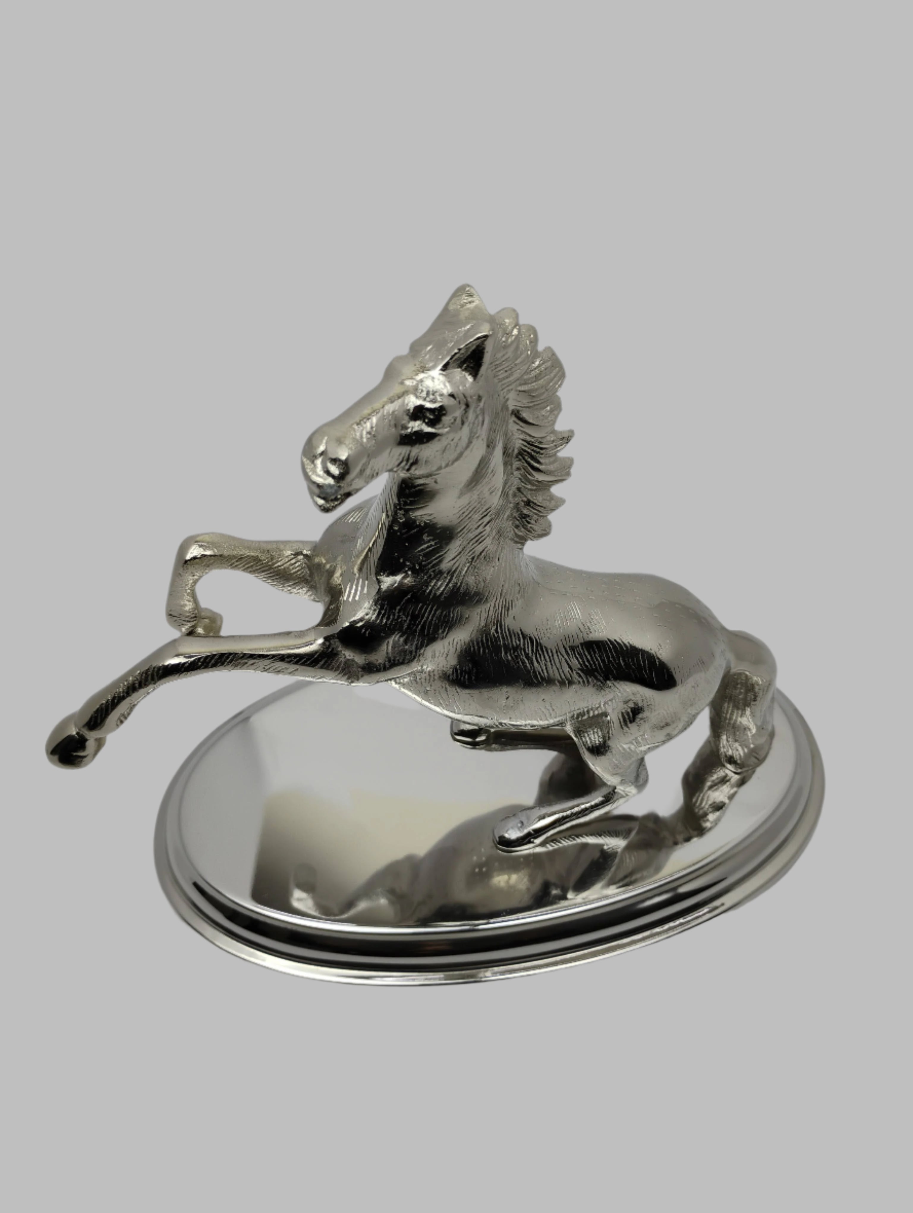 Silver Victory Horse Sculpture