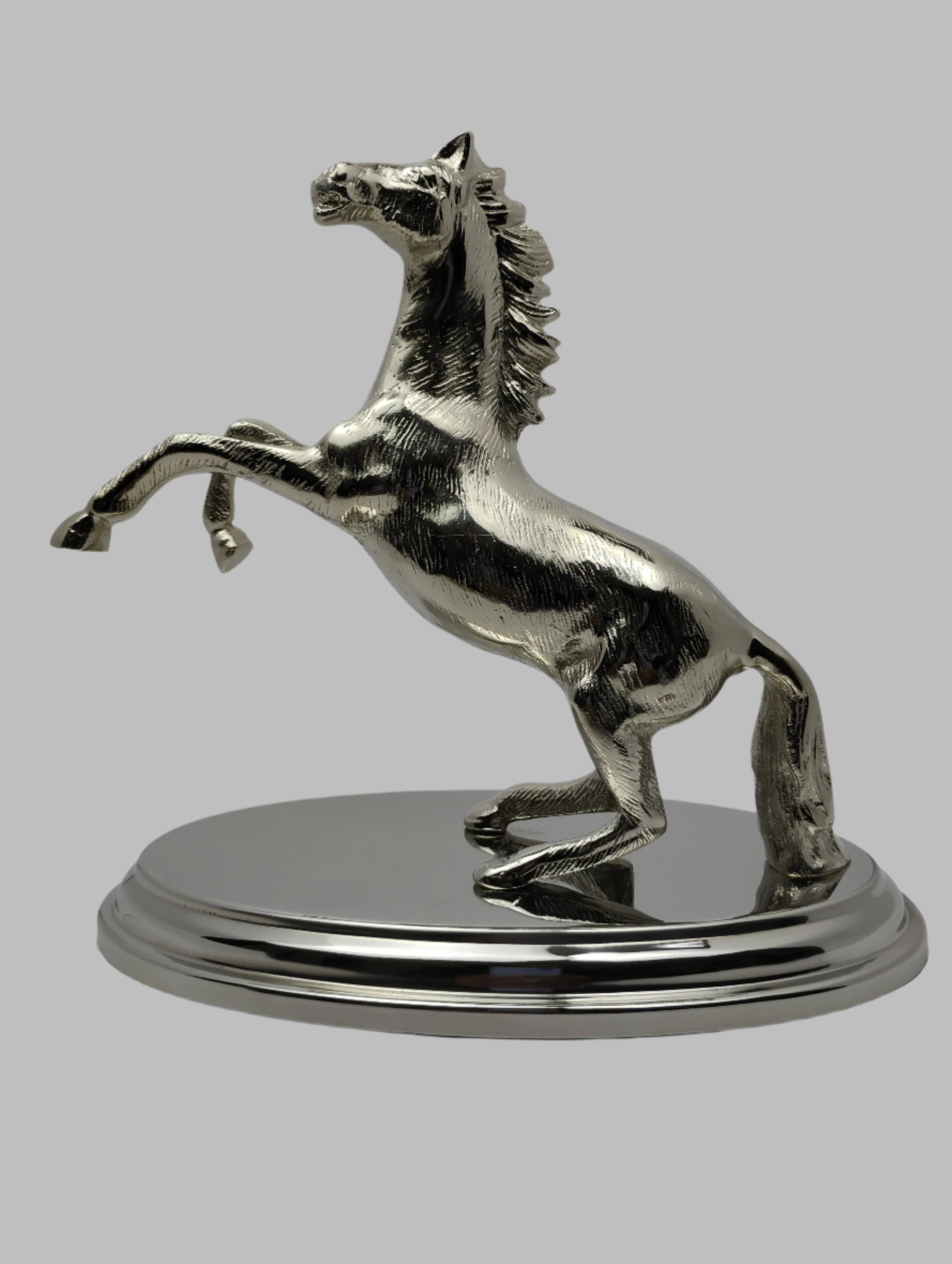 Silver Victory Horse Sculpture