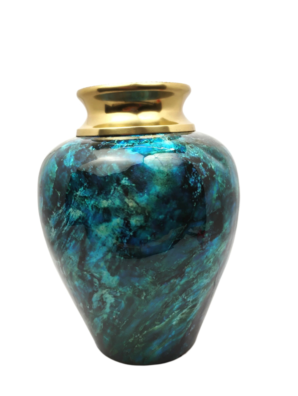 Blue and Gold Marble-Finish Decorative Vase