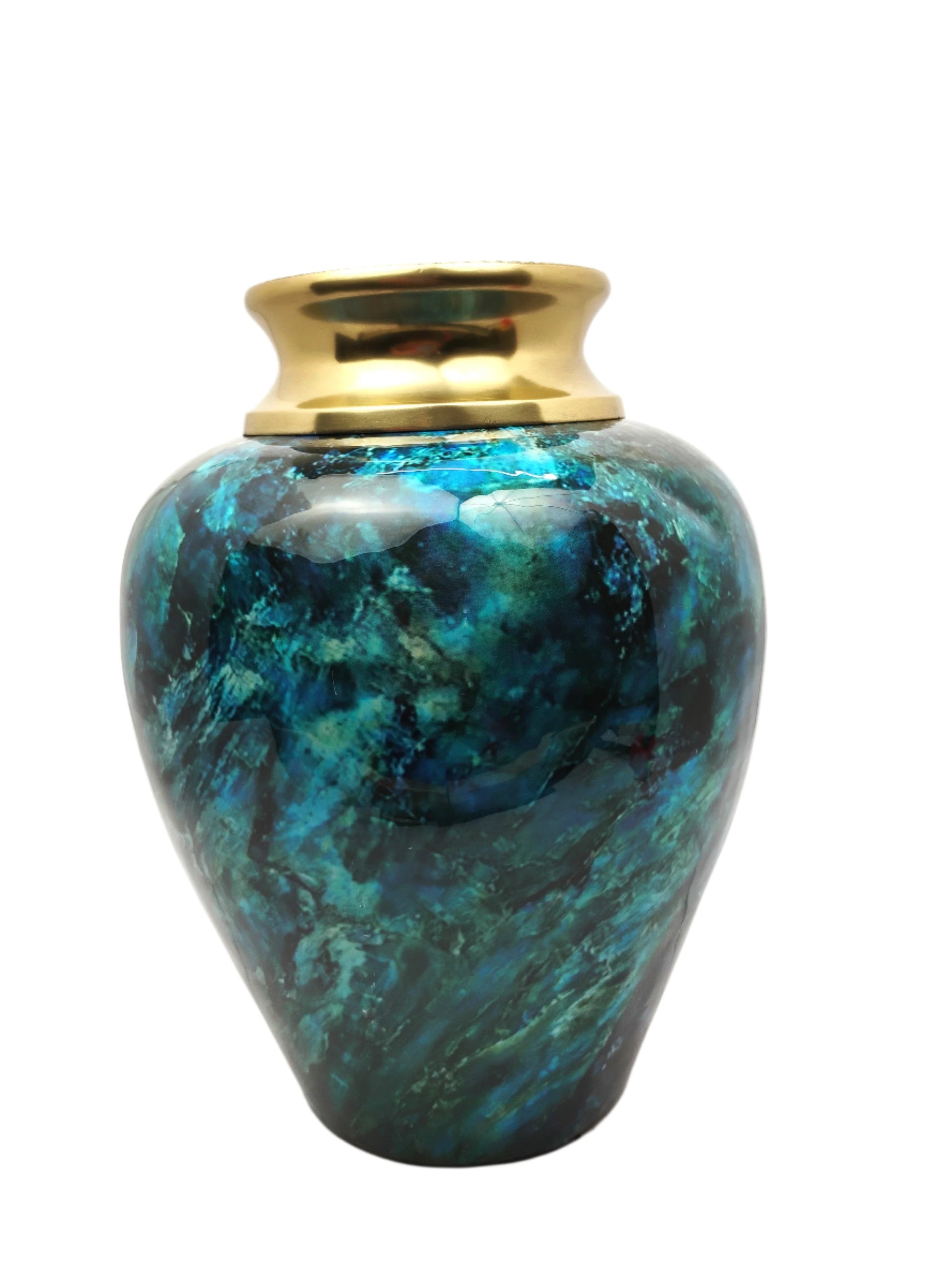 Blue and Gold Marble-Finish Decorative Vase