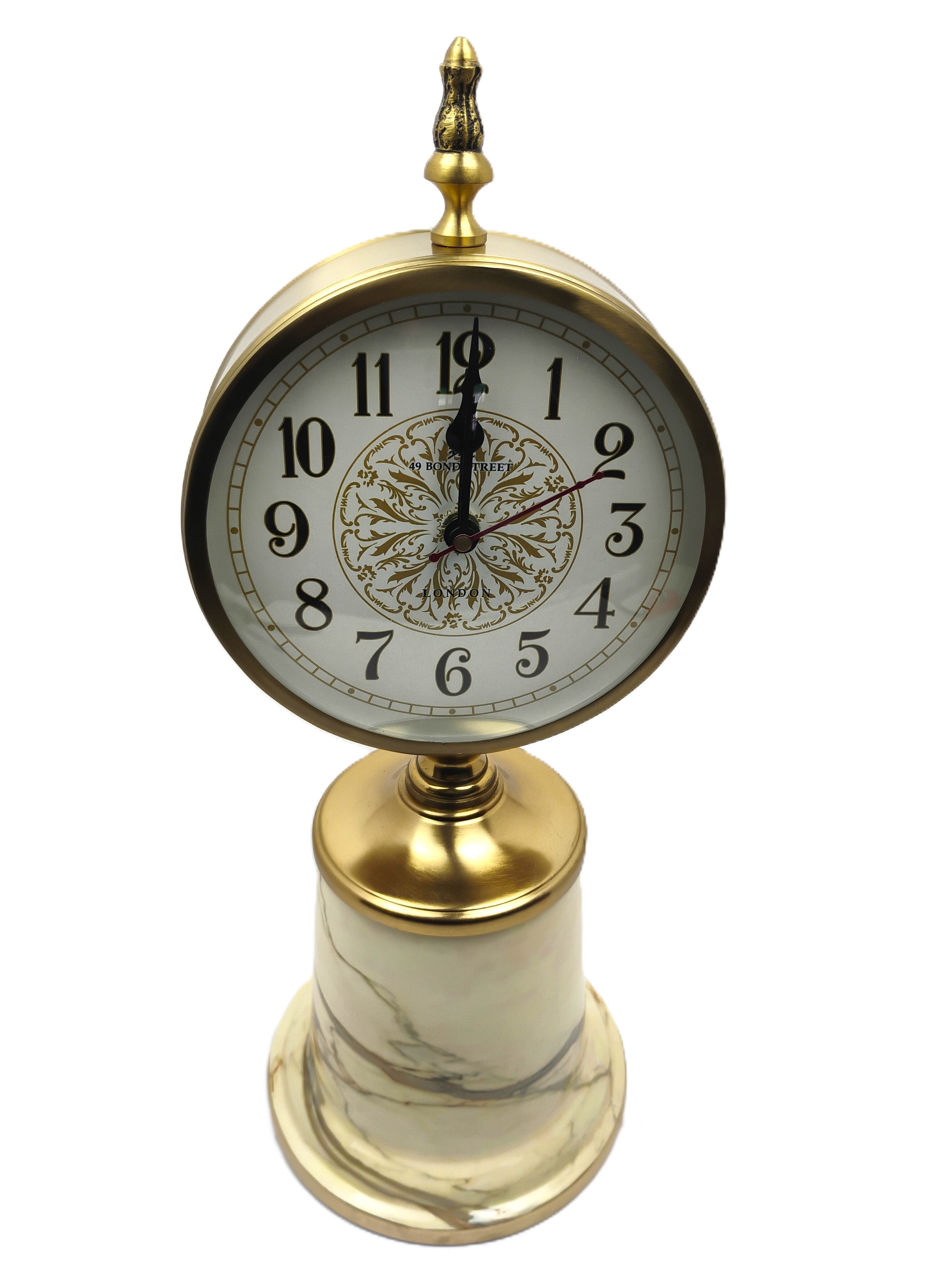 Marble Look Gold Desk Clock – Timeless Elegance for Décor