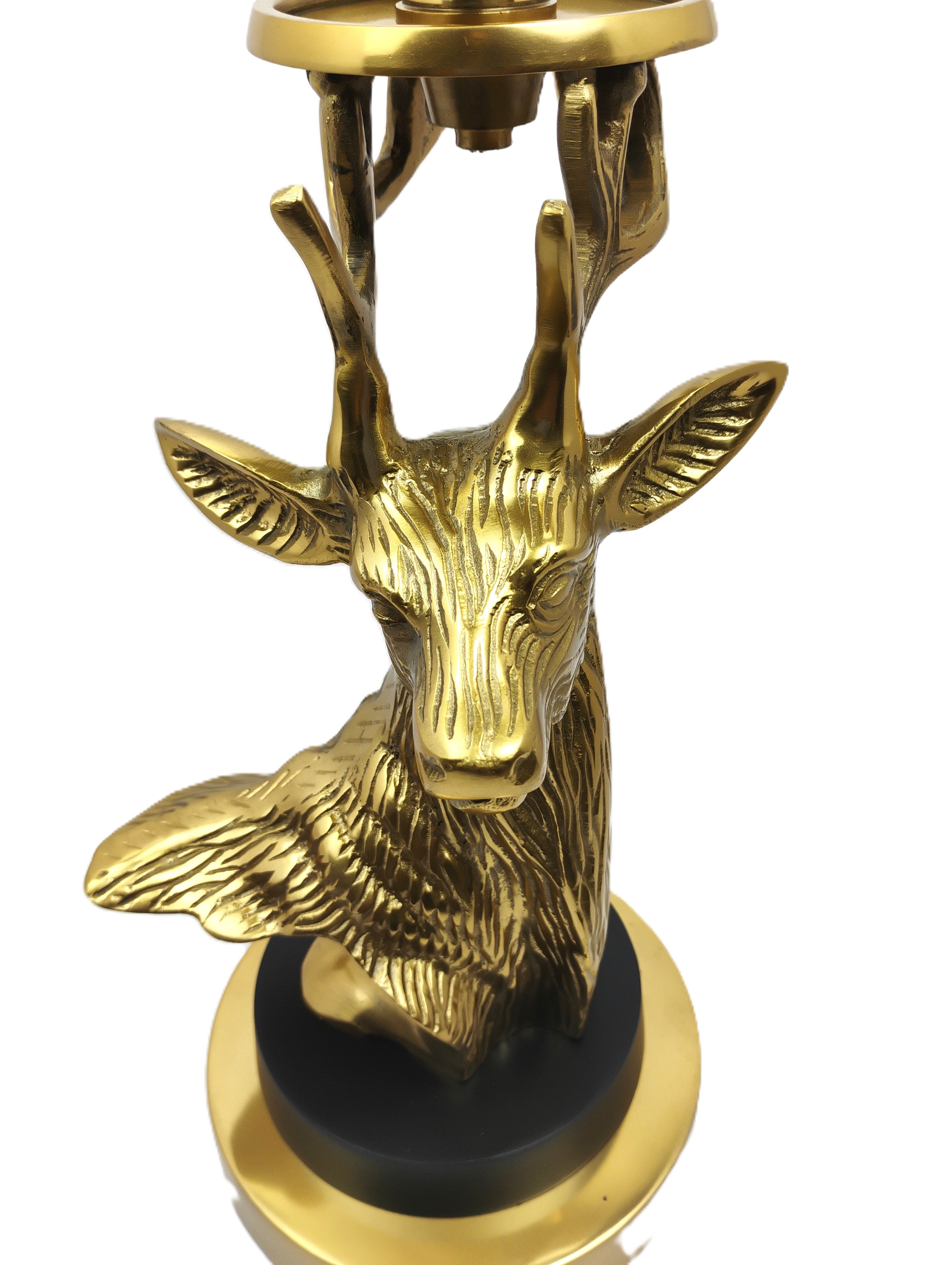 Golden Deer Clock with Intricate Round Face and Decorative Base