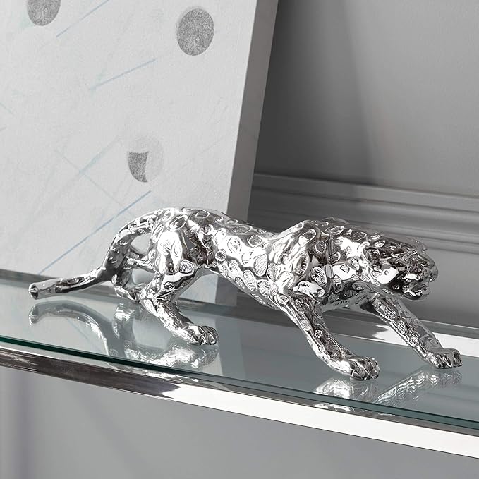 Stylish Silver Leopard Figurine