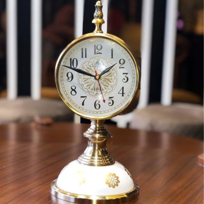 Gold Table Clock – Antique Decor & Gifting Showpiece