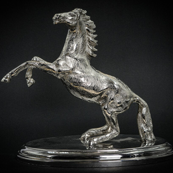 Silver Victory Horse Sculpture