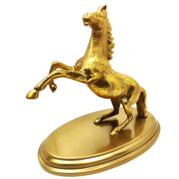 Golden Rearing Horse Brass Figurine