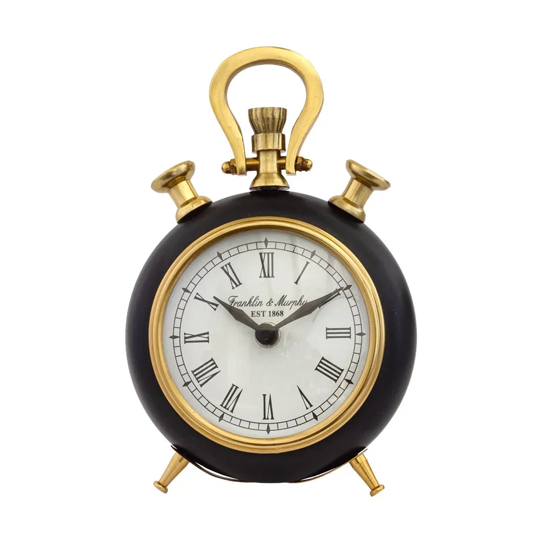 Gold And Black Round Vintage Clock