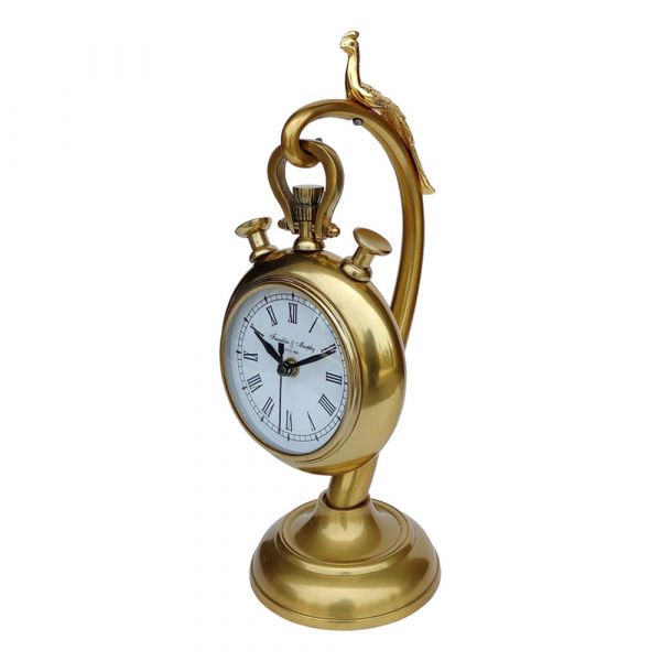 Stylish Golden Peacock Table Clock for Home Décor