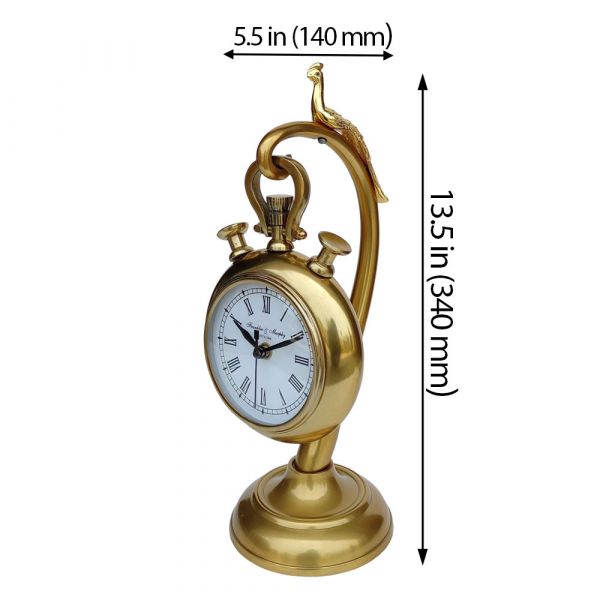 Stylish Golden Peacock Table Clock for Home Décor