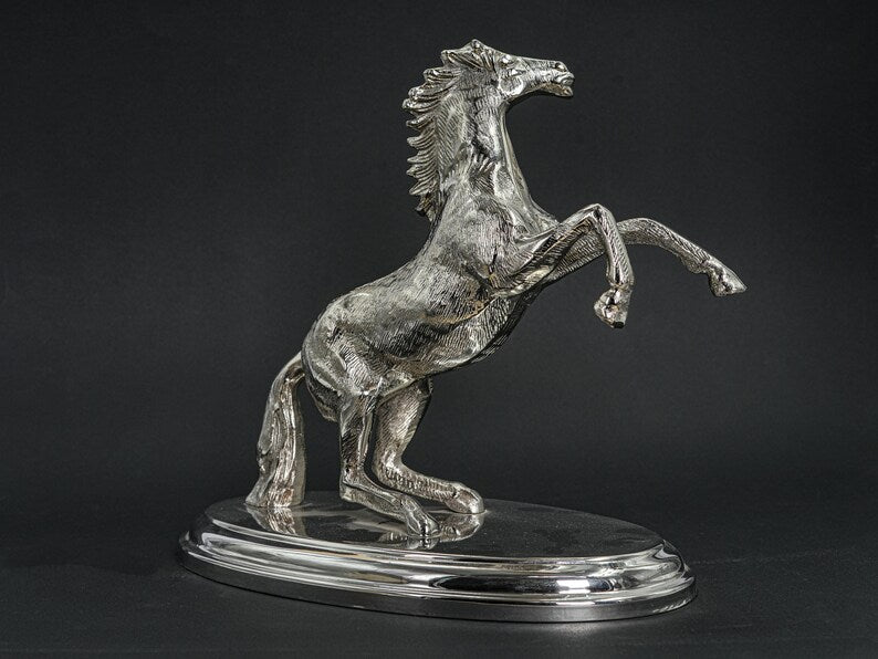 Silver Victory Horse Sculpture